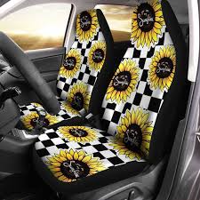 Checkerboard Sunflower Car Seat Covers