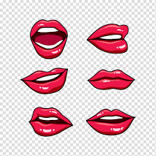 six red lips ilration lip drawing