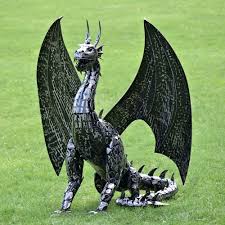 Large Metal Dragon Statue Decor Only 2