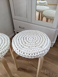 Round Stool Cover Crochet Recycled