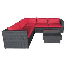 Henryka 6 Piece Outdoor Sofa Set Red