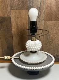 Hob Knob White Milk Glass Electric Lamp