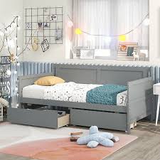 wood daybed sofa bed w 2 storage