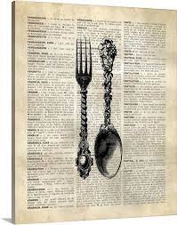Vintage Dictionary Art Spoon And Fork