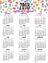 Free Printable Year At A Glance Calendar For 2018 Printables