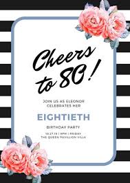 Customize 985 80th Birthday Invitation Templates Online Canva