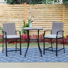 Bar Table And Rattan Bistro Chairs