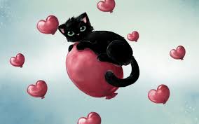 Bouquet of dark pink flowers and black cat. 1920x1200 Love Happy Valentine S Day Kitten Wallpaper Valentine Cat Backgrounds 1920x1200 Wallpaper Teahub Io
