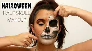 easy half skull makeup you