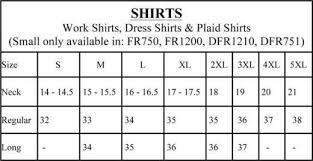 Rasco Shirt Size Chart For Choosing The Correct Size Fr Shirt