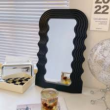 Wave Shaped Mirror Glass White