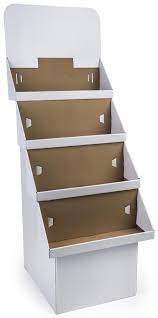 cardboard pop display w 4 tiers removeable header white