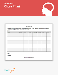 Chore Chart Worksheet Psychpoint