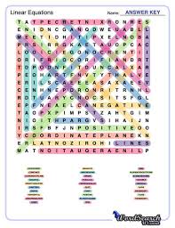 Word Search Puzzle Linear Equations