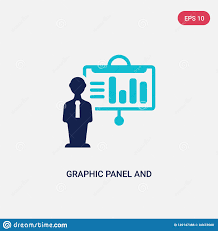 Two Color Graphic Panel And Man Vector Icon From Business