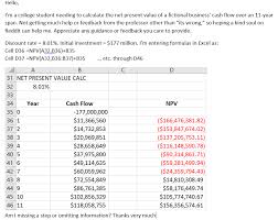 University Finance Net Present Value Calculation Trouble