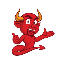 cartoon devil mascot presenting 4922390