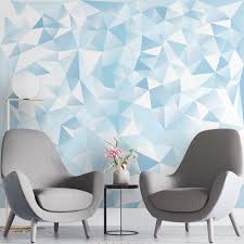 blue and white 3d design mural