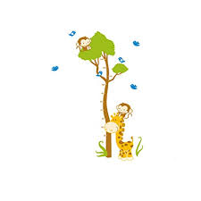 Huge Giraffe Monkey Tree Kids Growth Chart Height Measure