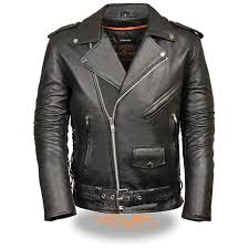 Milwaukee Leather Mens Leather Side Lace Police Style Motorcycle Jacket
