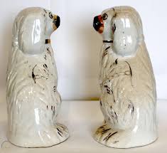 It is a miniature, only 3 tall. Antique Staffordshire Porcelain Spaniel Dog Figurine Pair Mid 19th Century 1736618229