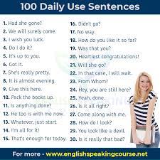 100 english sentences for daily use