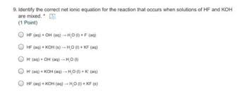Identify The Correct Net Ionic Equation