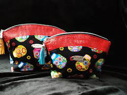 large sugar skull makeup bag katydid