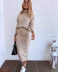Женский Костюм из ангоры: юбка миди+свитер (размер 42-60) купить в онлайн  магазине - Unimarket