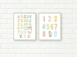 Alphabet Printable Nursery Alphabet Art Abc Poster Kids Nursery Alphabet Set Of 2 Numbers Chart Pastel Baby Girl Nursery Modern