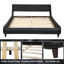 leather queen platform bed frame w wood