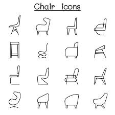 chair icons set in side view stock