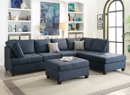 F6989 Dark Blue 2 Pcs Sectional Sofa Set By Poundex