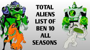 ben 10 total aliens list of all season