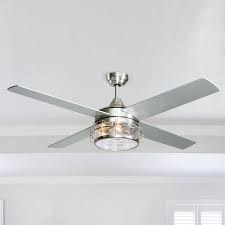 52 inch ceiling fans with lights and remote reversible 4 blades chandelier 3 lights with gl l shade bulbs not included f6225 silver