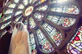 Stained Glass Church Wedding Photo By