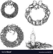 Set Of Christmas Design Elements Hand Draw Ink