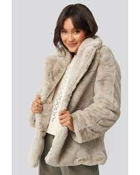 Na Kd Beige Colored Faux Fur Short Coat