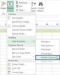 how to unhide columns in excel show
