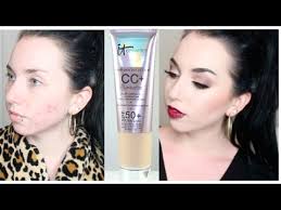 Get Ready With Me It Cosmetics Illuminating Cc Cream Dewy Skin Acne Coverage Youtube