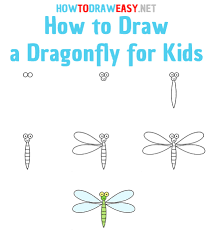 how to draw a dragonfly for kids how