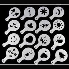 Details About 16pcs Barista Cappuccino Chocolate Stencil Templates For Coffee Latte Duster Lc