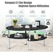 Costway Tempered Glass Coffee Table 3