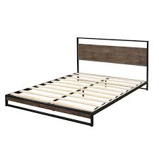 Queen Metal Bed Frame With Wood Slats