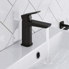 black basin taps matte black bathroom