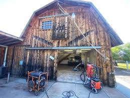 metallic epoxy in a rustic barn brings
