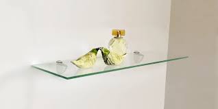 floating rectangle glass shelves