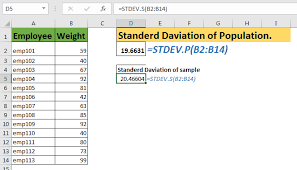 how to use excel stdev p function