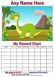 Personalised Childrens A4 Reward Behaviour Chart Dinosaur
