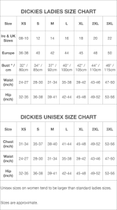 Dickies Workwear Size Chart Dickies Coverall Size Chart